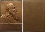 Österreich, Kaiserreich, Stadt Wien Große einseitige Bronzeplakette 1910 v. O. Thiede, auf Dr. Gustav Groß, 1856 - 1935, 25 Jahre Deutscher Schulverein Sehr selten, SPL, mattiert
