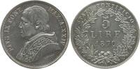 Kirchenstaat 5 Lire Pius IX., 1846 - 1878, An XXIV, Rom -