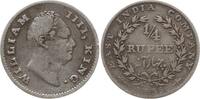 Indien, East India Company 1/4 Rupie William IV., 1830 - 1837, Calcutta, RS inkus am Halsabschnitt -