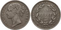 Indien, East India Company 1/2 Rupie Victoria, 1837 - 1901, Type II, W. W. inkus am Halsabschnitt -
