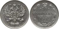 Russland Nikolaus II., 1894 - 1917, St. Petersburg 10 Kopeken 1914 SPB - BC Fast Stempelglanz