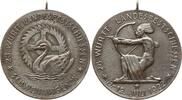 Würtemberg, Stadt Schwenningen Tragbare versilberte Bronzemedaille auf das 28. Württembergische Landesschiessen, Schütze / Schwan vor Zahnrad -
