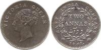Indien, East India Company 2 Annas Victoria, 1837 - 1901, Tyoe I, S inkus am Halsabschnitt -
