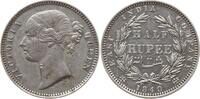 Indien, East India Company 1/2 Rupie Victoria, 1837 - 1901, Type II, W. W. inkus, B erhaben am Halsabschnitt, Madras -