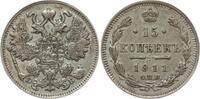 Russland Nikolaus II., 1894 - 1917, St. Petersburg 15 Kopeken 1911 SPB Sehr schön - vorzüglich, winz. Kr.