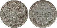 Russland Nikolaus II., 1894 - 1917, St. Petersburg 15 Kopeken 1913 SPB - BC Vorzüglich