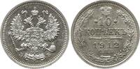 Russland Nikolaus II., 1894 - 1917, St. Petersburg 10 Kopeken 1912 SPB Fast Stempelglanz, spiegelnde Felder, winz. RF
