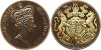 Großbritannien Goldplattierte Silbermedaille (925) Elisabeth II., 1952 - 2022, Silver Jubilee Crown Medal, DIEU ET MON DROIT -