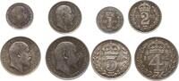 Großbritannien, Königreich Maundy Set (1,2,3,4 Pence) Edward VII., 1901 - 1910 -