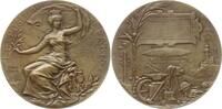 Frankreich, 3. Republik, Stadt Paris Bronzemedaille v. Lemaire, auf die Industrieausstellung, Stadtgöttin / Luftschiff, Kriegsschiff -