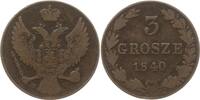 Kongresspolen 3 Grosze Nikolaus I., 1825 - 1855, Warschau -
