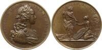 Frankreich, Königreich Bronzemedaille Louis XV., 1715-1774, v. Duvivier, Rétablissement de la ville de Rennes, Büste 6 -