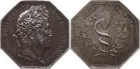 Frankreich, Königreich Oktogonale Silbermedaille Louis Philippe I., v. Caqué, Concours Hopital Militaire, Schlange und Spiegel -