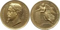 Frankreich, Kaiserreich, Stadt Paris Vergoldete Zinnmedaille Napoleon III., 1852 - 1870, v. Ponscarme, Exposition Universelle -