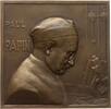 Frankreich, 3. Republik Große einseitige Bronzeplakette v. Georges Chesneau, Angers, a.d. Mediziner Paul Papin, Brb. mit Mikroskop -