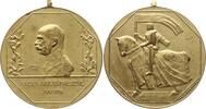 Österreich, Kaiserreich Tragbare vergoldete Bronzemedaille Franz Joseph I., 1848 - 1916, v. Josef Heu bei Schneider, Wien, Jubiläumsfestzug -