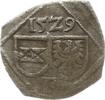 RDR, Haus Habsburg, Herzogtum Krain Einseitiger Pfennig Ferdinand I., 1521 - 1564, Österreichischer und Krainer Schild, darunter F -