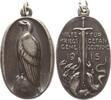 Kaiserreich Deutschland, 1. Weltkrieg Tragbare hochovale versilberte Bronzemedaille v. Stock, Hilfe für Kriegsgefangene Deutsche, Adler / Schwert ersticht Hydra -