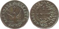 Griechenland Lepton Governor Ioannis Kapodistrias, 1828-1831, Aegina, solid circle, converging rays -