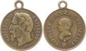 Frankreich, Kaiserreich, Stadt Paris Kleine tragbare Messingmedaille Napoleon III., 1852 - 1870, Bapteme du Prince Imperial -