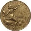 Belgien, Königreich, Antwerpen Einseitige vergoldete Bronzemedaille Leopold II., 1865 - 1909, v. Carl Nys, 25 Jahre Société Royale Nautique -