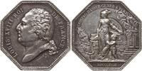 Frankreich, Königreich, Stadt Paris Oktogonale Silbermedaille Louis XVIII., 1815 - 1824, v. Barre, COMPAG. D'ASSURANCE GENERAL A PARIS -