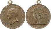 Frankreich, Kaiserreich, Stadt Paris Tragbare Bronzemedaille Napoleon III., 1852 - 1870, v. Borrel, Taufe Napoleon IV., Notre Dame de Paris -