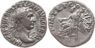Römische Kaiserzeit, Rom Denar Trajan, 98-117, bel. Büste n.r. / Victoria sitzt n.l., hält Patera u. Palmzweig -