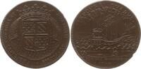 Frankreich, Königreich, Bourgogne Bronze - Jeton Louis XIV., 1643 - 1715, Gekröntes Wappen / Dreimaster ankernd, SECVRA DVABVS -