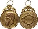 Belgien, Königreich, Hennegau, Barbencon Tragbare vergoldete Bronzemedaille Leopold II., 1865 - 1909, Fanfares de Barbencon Felstival de 1888 -