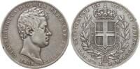 Italien - Sardinien 5 Lire Carlo Alberto, 1831 - 1849, Genua -
