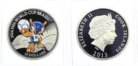 10 Dollar Cook Islands - Silber PP - Fussball WM Brasilien 20g -