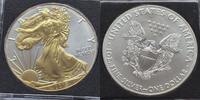  2019 1 Dollar USA Unze Silber bankfrisch teilvergoldet Patina 85,00 EUR  + 7,30 EUR frais d'envoi