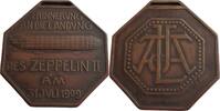 Deutschland Bronze Plakette Luftfahrt - Luftschiff , achteckig 1909 a.d. Landung des LZ II Zeppelin -