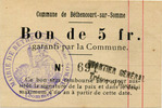Bethencourt sur Somme 5 francs BETHENCOURT-SUR-SOMME, bon de 5 francs , tampon quartier general tresor et poste, TTB à SUPERBE -