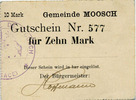 Moosch, Haut Rhin 10 mark Moosch, Haut Rhin, gutschein fur 10 mark, bon pour 10 mak, TTB -