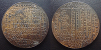 Almanach, calendrier ALMANACH 1777, Louis XVI, médaille de poche, jolie document d époque, 37 mm, 14,96 grm, Bon TTB   ss
