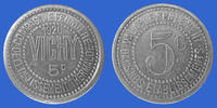 Vichy 5 centimes VICHY, compagnie fermière de l'établissement thermal, 5 centimes aluminium 1920, El.50.2 SUP -