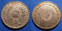 Paraguay 4 centesimos PARAGUAY, 4 centesimos 1870, KM.4,1 petits coups sinon bon TTB+ -