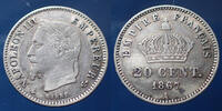 France 20 centimes NAPOLEON III, 20 centimes 1867 A Paris, Gad.309 TB+ -