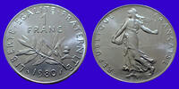 France 1 franc 1 franc semeuse de Roty 1980, Gad.474 FDC -