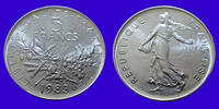 France 5 francs 5 francs semeuse de Roty 1983, Gad.771 SUP à FDC -