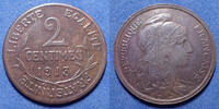 France 2 centimes 2 centimes Daniel Dupuis 1913, 3e République, Gad.107 TTB+ -