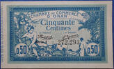 Algerie, Algeria 50 centimes Algérie, Algeria, Oran chambre de commerce, 50 centimes 10 Novembre 1915, série I N°272293, très légères rousseurs sinon SUP -