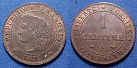 France 1 centime 1 centime Cérès 1872 A Paris, Gad.88 SUP -
