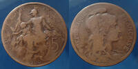 France 5 Centimes 5 Centimes Daniel Dupuis 1900 sans le 1, Gad.165 TB -