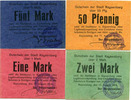 Kaysersberg 5 mark KAYSERSBERG, Lot de 4 cartons, 0,50, 1,2 et 5 mark, avec ENTWERTET au revers, P.68.145/148 TTB à SUPERBE -