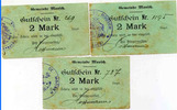 Moosch, Alsace 2 mark MOOSCH (haut Rhin), lot de 3 gutschein de 2 mark, les 3 tampons sont différents, TTB -