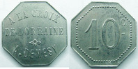 Remiremont 10 centimes Remiremont, A.DEMESY, à la croix de Lorraine, 10 centimes, E.manque Zn/Ni TTB+ -