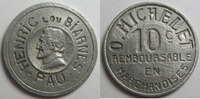 Pau 10 centimes PAU, 10 centimes, Henric lou Biarnes, Michelet O. Epicier, E.502 TTB -